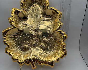 Vintage WMF Golden 49er Leaf Dish – Mid-Century 24K Electroplate Decor