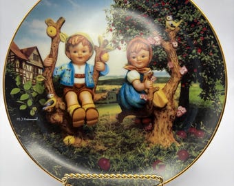 M.J. Hummel “Apple Tree Boy & Girl” Collector Plate • Vintage Goebel Germany • Hummel Art Plate • Decorative Wall Plate • German Porcelain C