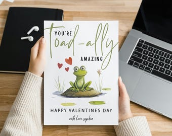 Tarjeta divertida de San Valentín con una rana / Juego de palabras con sapo (Descarga digital)