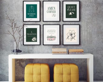 Augusta National Golf Prints Set of 7 | Golf Wall Art Bundle | Masters Inspired Decor | Golf Art | Fathers Day Gift | Digital Download