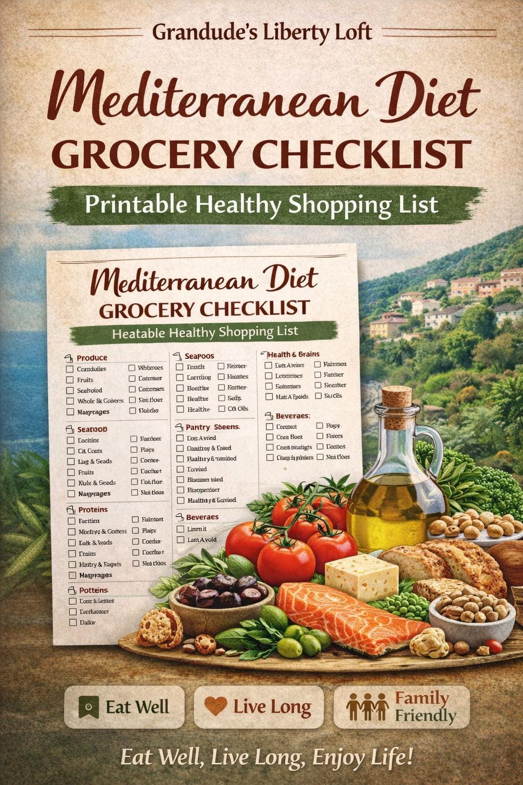 Mediterranean Diet Grocery Checklist Printable Healthy Shopping List ...