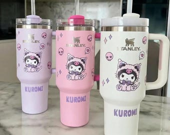 Vaso de 40 oz con diseño gótico y asa, de acero inoxidable, con aislamiento y pajita, ideal como regalo para mujeres.