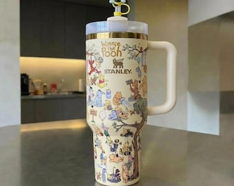 Winnie The Pooh Stanley Cup 40oz Gift Tumbler Stainless Steel Water Bottle