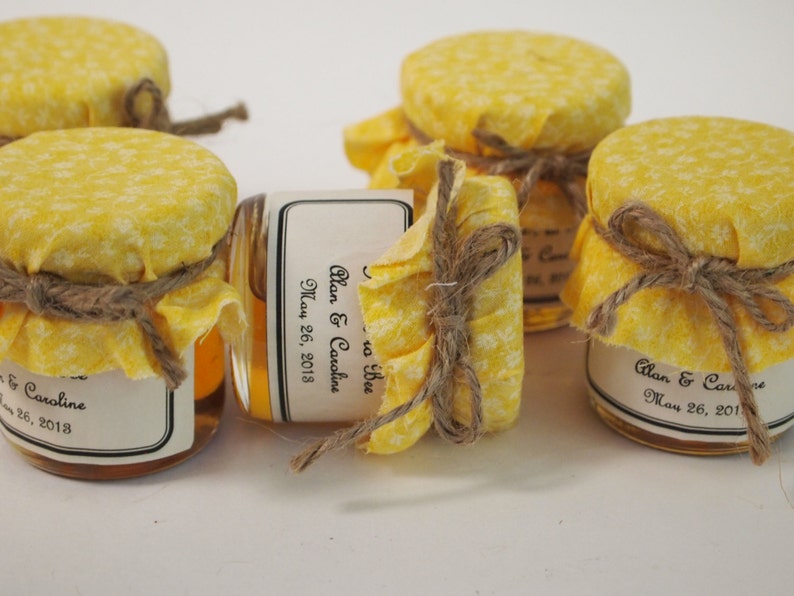 Mini Mason Jar With Fabric Bow and Label in Yellow Fabric Etsy