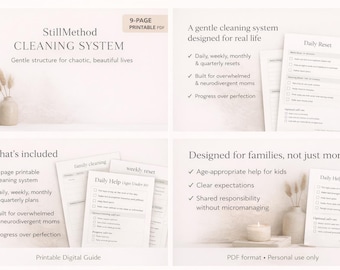 StillMethod Cleaning System | Gentle Cleaning Routine for Neurodivergent Moms | Family Participation Pages | Printable PDF