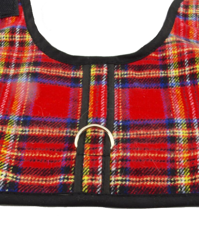Red Tartan Plaid Brushed Cotton Dog Vest Harness Etsy