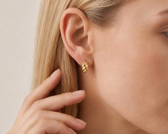 18K Gold Filled Twisted Hoop Earrings, Chunky Rope Hoops, Thick Gold Huggie Earrings, Minimalist Statement Jewelry, Trendy Gift for Her