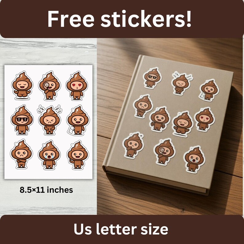 Poop Notebook Digital Printable Poop Mascot Mini Notepad A6 A5 Size Pocket Notes Fun ...
