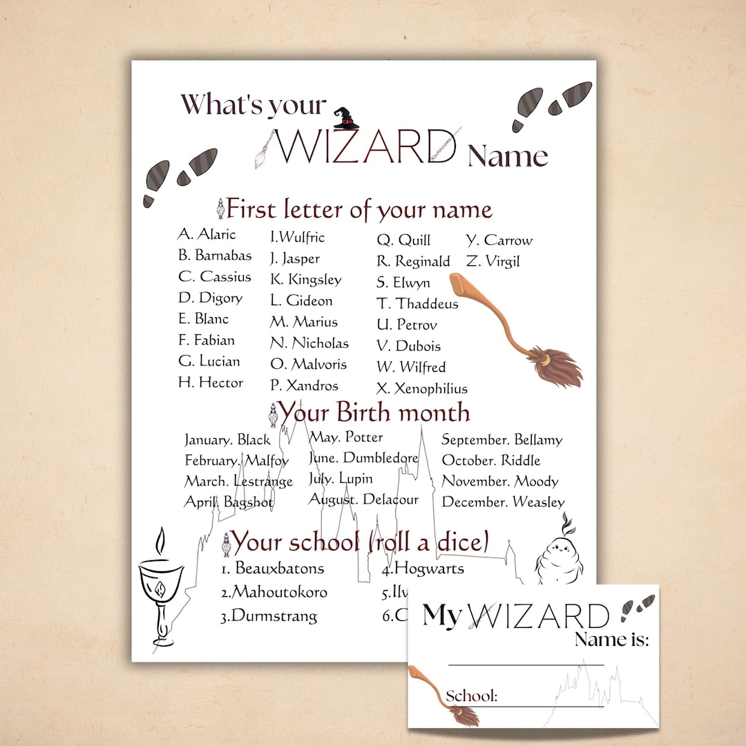 Whats Your Wizard Name Generator Game, Magic School Houses Sorting ...