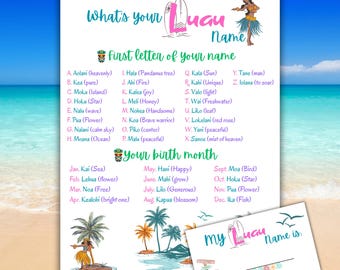 Was ist dein Luau Name Generator Spiel, digitaler tropischer Partyspaß Aloha Hawaiian Geburtstag Familiensommertreffen Schlaf über Eisbrecher Ideen