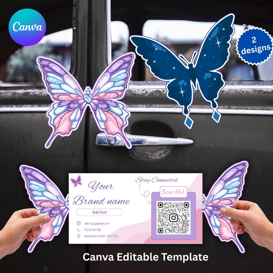 Butterfly, Die Cut Folded Business Card Digital Foldable QR Code Cards ...