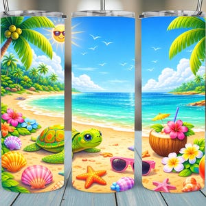 Turtle Beach Vibes 20oz Tumbler Wrap PNG/Sublimation Full Wrap/Digital Download