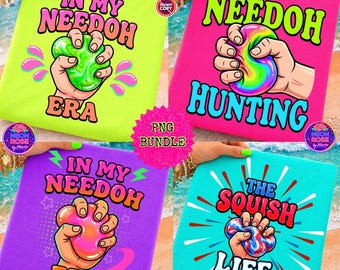 Needoh PNG Bundle,Squish Life Graphic,In My Needoh Era Shirt,Sensory Toy Meme PNG,Retro Neon Squishy Bundle