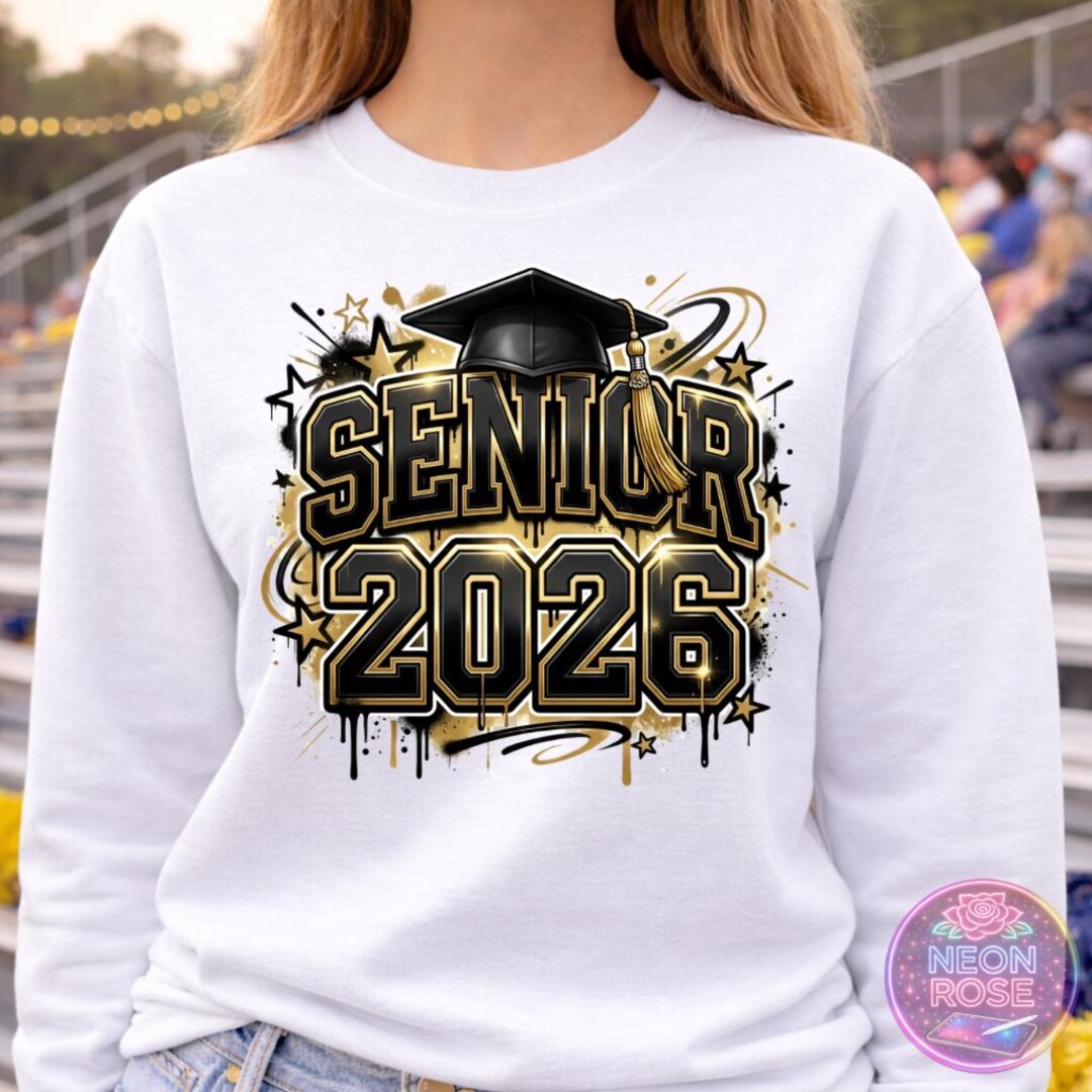 Senior 2026 Graffiti PNG, Black Gold Graduation Cap Design, Urban ...