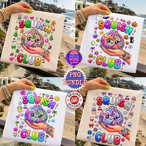 Squish Club PNG Bundle, Halloween Weihnachten Sommer Patriotic Glitter Squishy, Dumpling Sublimation Design Bundle