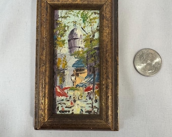 Vintage Miniature Oil Painting 4.5” X 2.75”