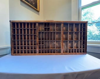 Vintage Antique Large Printer’s Drawer/Trinket Shelves Solid Wood 32 3/8” X 22”