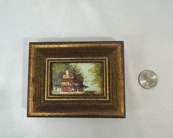 Vintage Miniature Oil Painting 3.5” X 4.5”