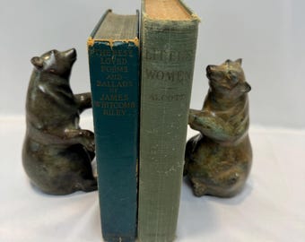 Vintage Pair of Bronze Polar Bear Bookends