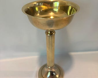 Vintage Solid Brass Column Pedastal Compote 12 Inchess Tall