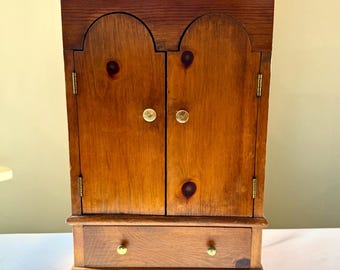 Vintage Solid Wood Jewelry Box/Amoire Rustic