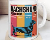 → View on Etsy: Dachshund World Tour 1987 Retro Coffee Mug, Wiener Dog Lover Gift Dachshund World Tour 1987 Retro Coffee Mug, Wiener Dog Lover Gift