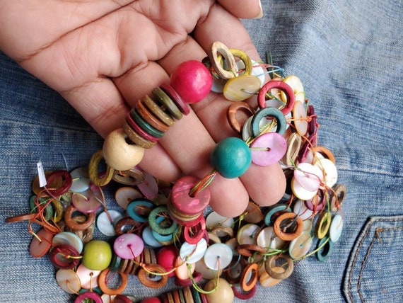 Rainbow lei vintage colorful beads long necklace … - image 2