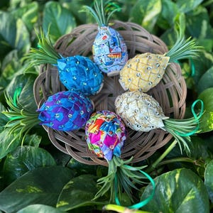 Handcrafted Hawaiian Pineapple Ornament: Lucky Charm Decor