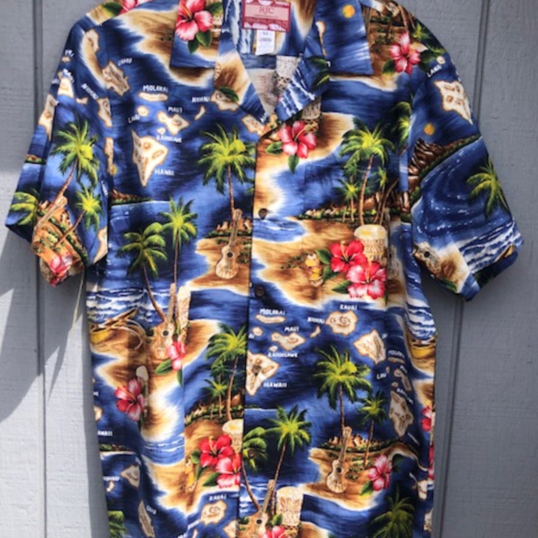 Authentic Hawaiian Shirt Mens Aloha Shirt Hawaii Cotton Shirt Button