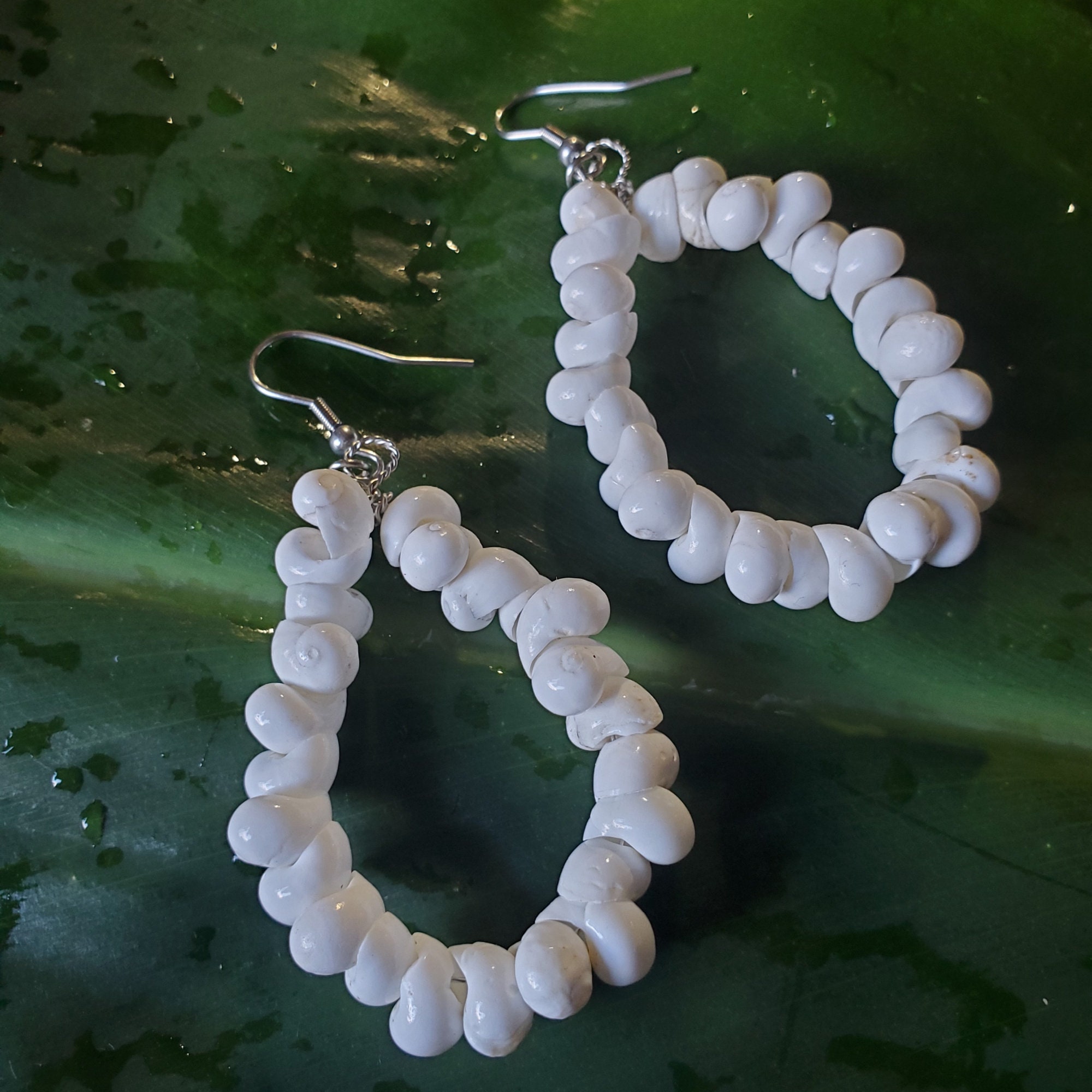 Frilly Seashell Hoop Dangle Earrings - Etsy