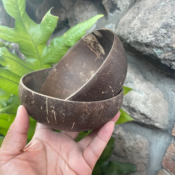 Au natural coconut bowl • unpolished • açaí bowl • natural bowl • plastic free dining • reusable bowl • bowl set • wooden utensils •