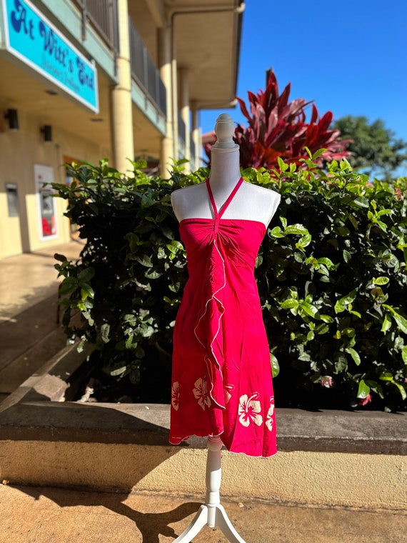 Hawaiian Hibiscus Flower Dress: One Size Luau Beach Halter Top