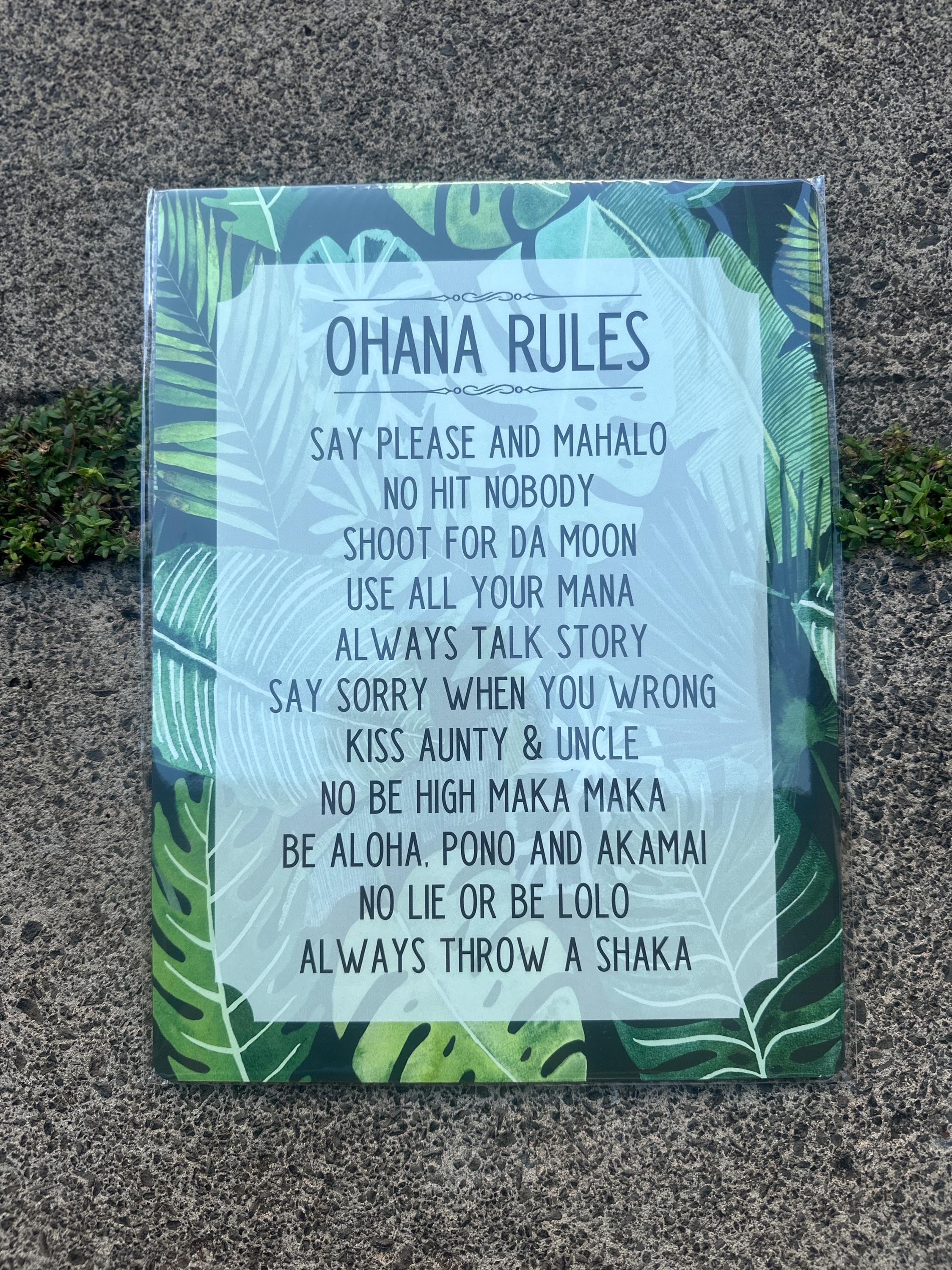 Ohana Rules Sign - Etsy