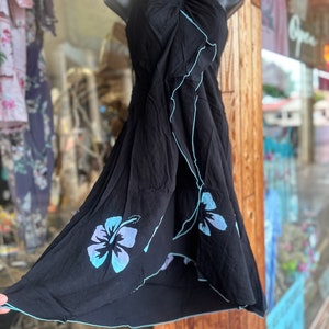 Hawaiian luau dress • one size beach dress • ladies dress • Hawaiian dress • hibiscus flower dress • halter top • waterfall dress •