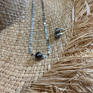 Tahitian Pearl Choker: Sterling Silver Disc Chain Necklace