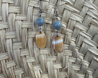 Artisan earrings by Jasmine • made on Maui • seaglass • frosted glass • small hoop earrings • dangle earrings •