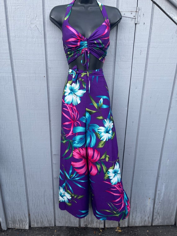 Tropically Inspired Sarong Pants With Matching Halter Top Two