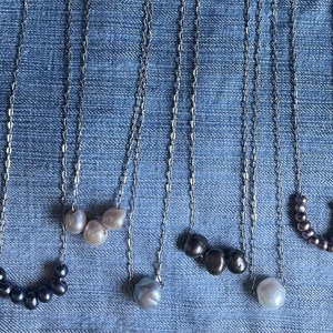 Genuine fresh water pearl necklaces • single pearl necklace • floating pearl necklace •