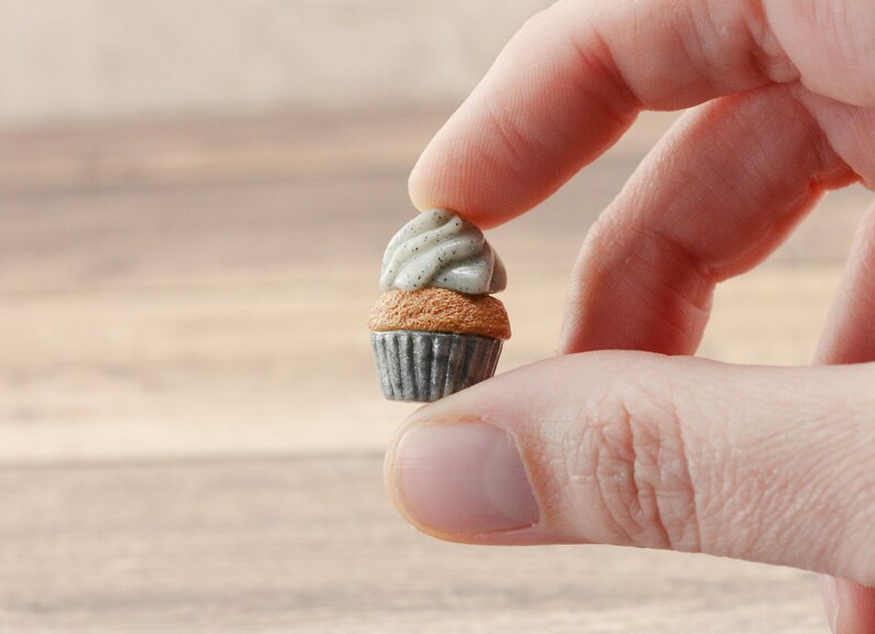 Miniature Blue Glitter Cupcake Zipper Charm