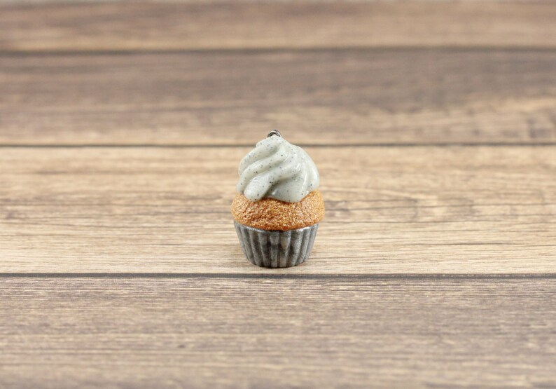 Miniature Blue Glitter Cupcake Zipper Charm