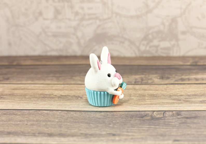 Bunny Rabbit Key Chain Bunny Polymer Clay Charm Easter Bunny Charms Cupcake Charms Rabbit Keyring