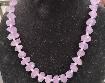 Amethyst points opal crystal necklace