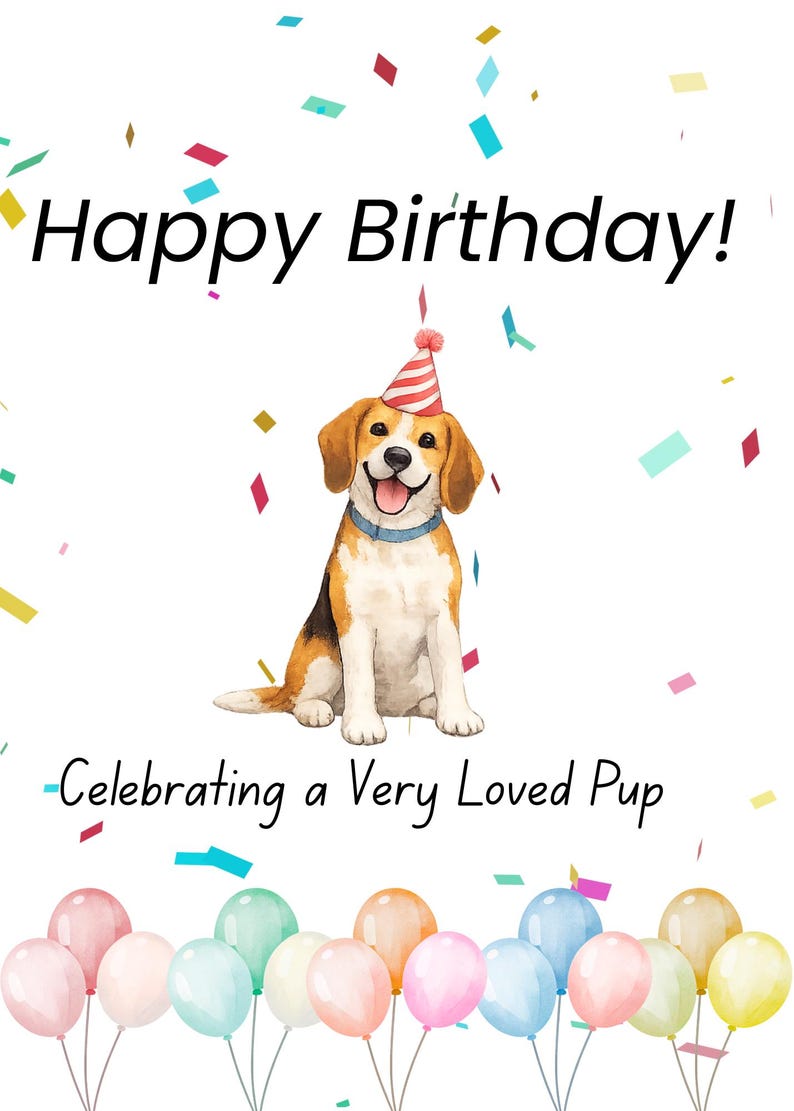 Colorful Printable Dog Birthday Card - Etsy