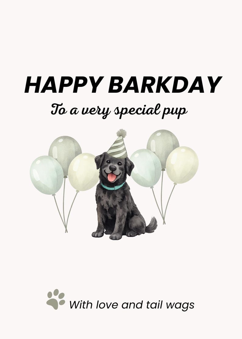 Colorful Printable Dog Birthday Card - Etsy