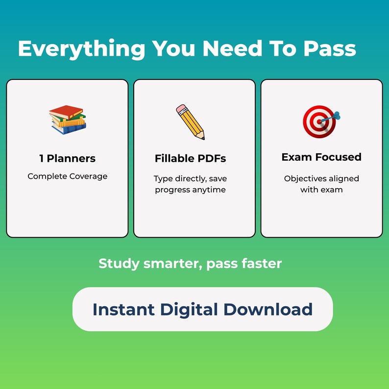 Google Cloud Engineer study planner showing exam overview, study schedule overview, weekly study plan, practice test log, brain dump, exam day checklist, and streak tracker pages in a fillable PDF format. Compatible with all devices (phone, tablet, or computer) and easily accessible via popular apps like Adobe Acrobat, GoodNotes, Notability, or Xodo.