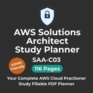 Adhd Study Planner SAA-C03 Aws Solutions Architect Adhd Friendly Exam Prep Fillable PDF Digital Planner IT Certification Study Guide Dark