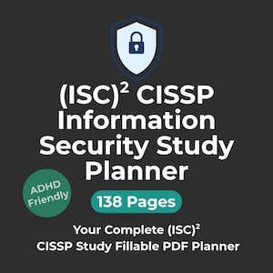 ADHD Study Planner ISC2 Cissp Information Security Adhd Friendly Exam Prep Fillable PDF Digital Planner IT Certification Study Guide Dark