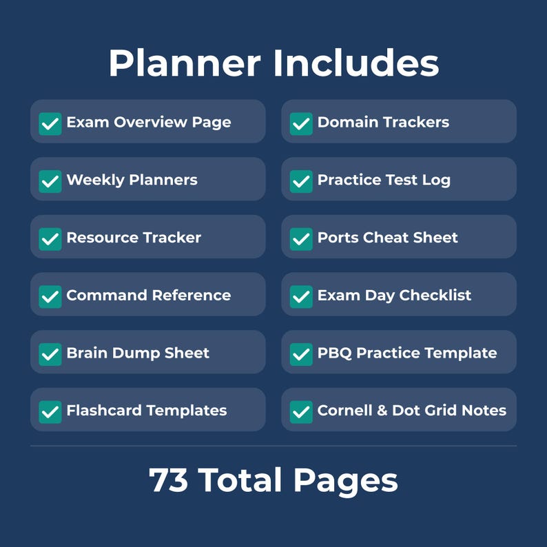 Google Cloud Architect study planner showing exam overview, study schedule overview, weekly study plan, practice test log, brain dump, exam day checklist, and streak tracker pages in a fillable PDF format. Compatible with all devices (phone, tablet, or computer) and easily accessible via popular apps like Adobe Acrobat, GoodNotes, Notability, or Xodo.