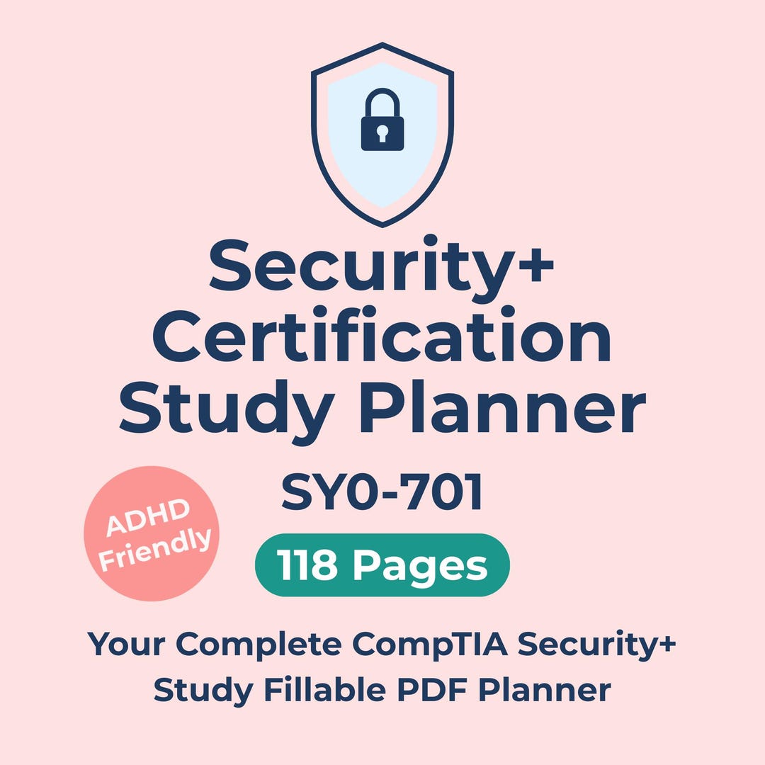 ADHD Study Planner SY0-701 Comptia Security+ Adhd Friendly Exam Prep ...