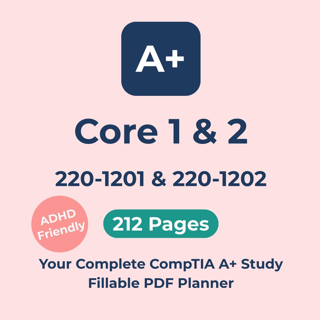 ADHD Study Planner Bundle Core 1 Core 2 Comptia A+ Adhd Friendly Exam ...